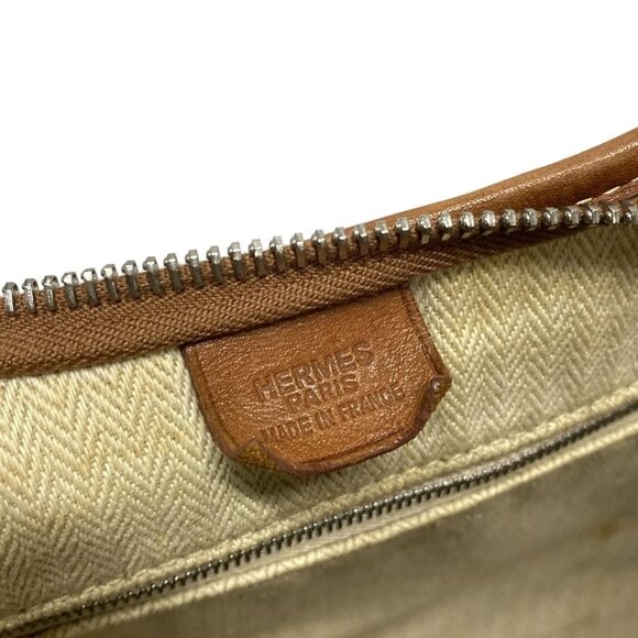 Auth HERMES Gao - Beige Brown Toile H Leather Square E Shoulder Bag - Picture 14 of 16